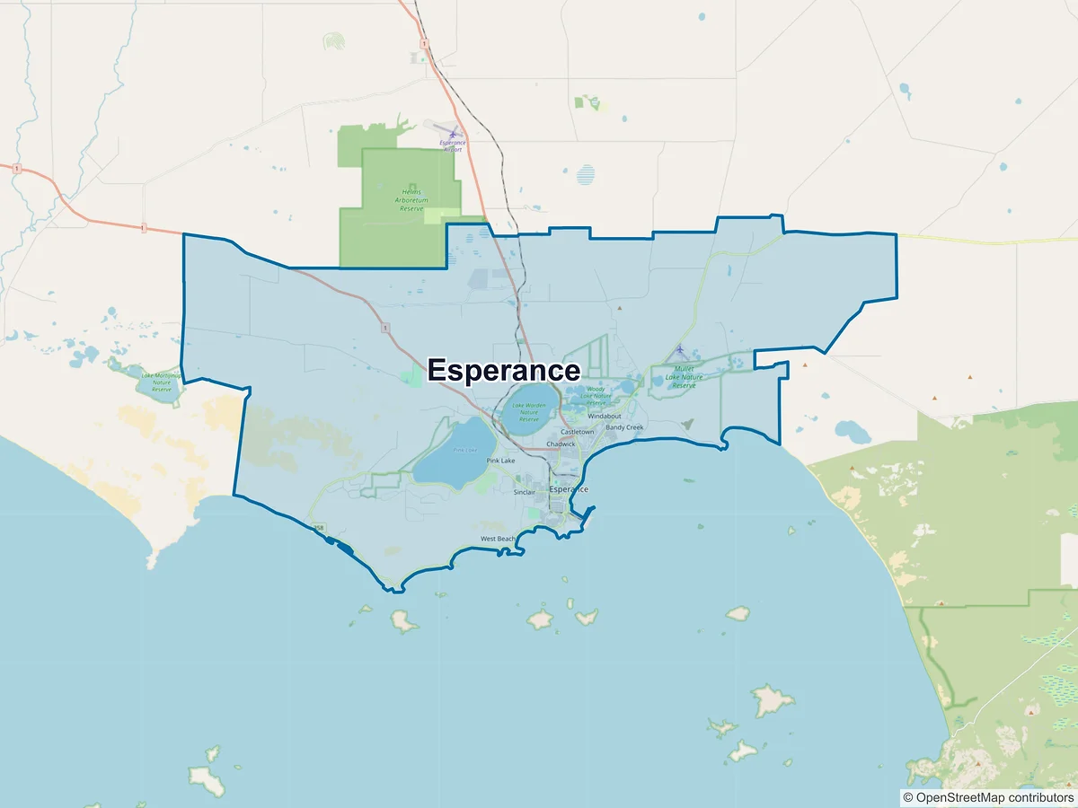 Map of Esperance and its postcodes, Australia