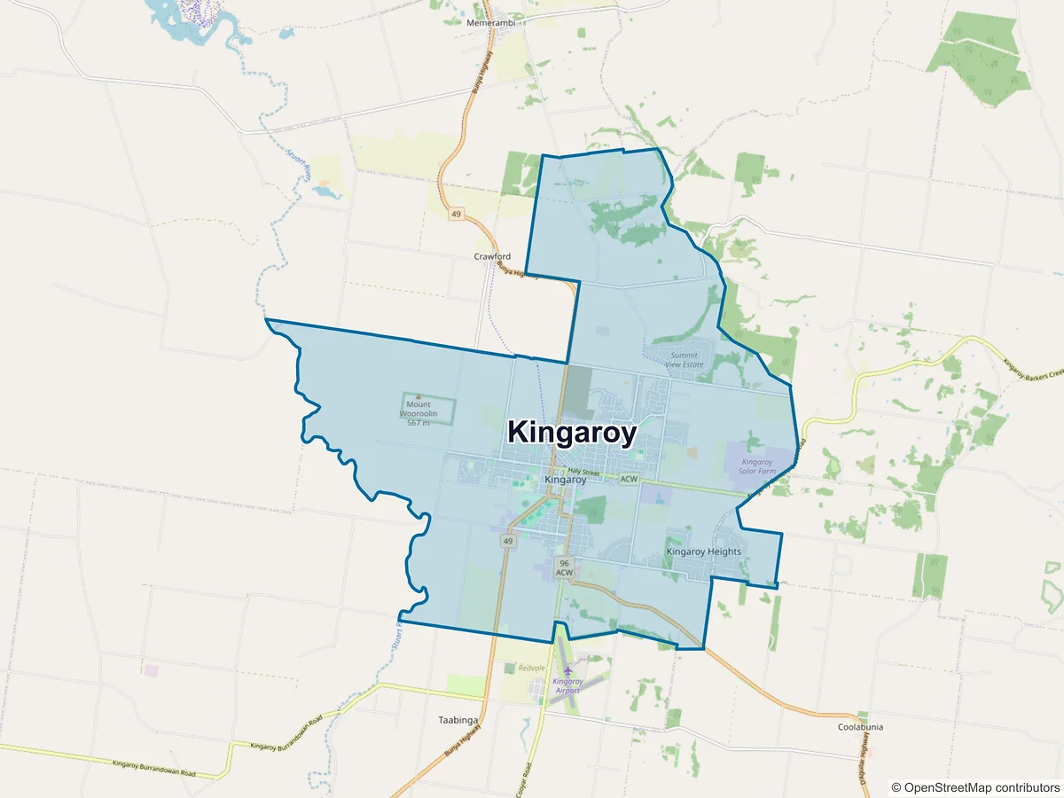 Map of Kingaroy and its postcodes, Australia
