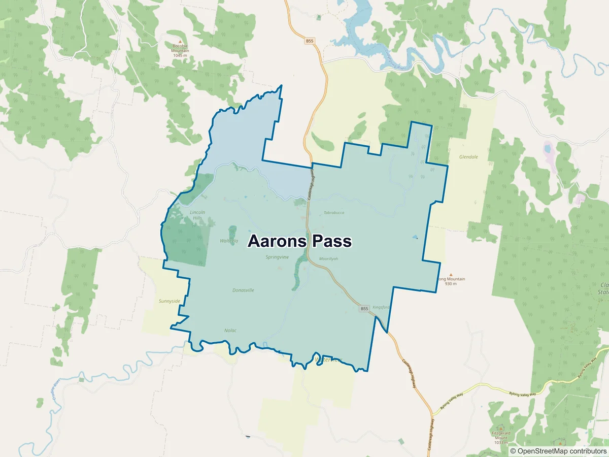 Map of Aarons Pass, NSW, Australia