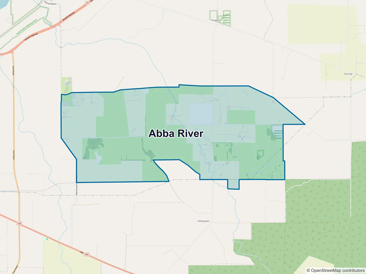 Map of Abba River, WA, Australia