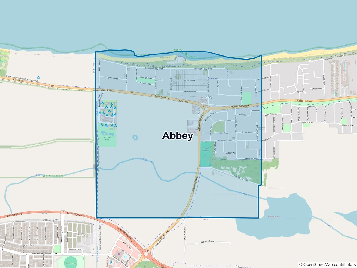 Map of Abbey, WA, Australia