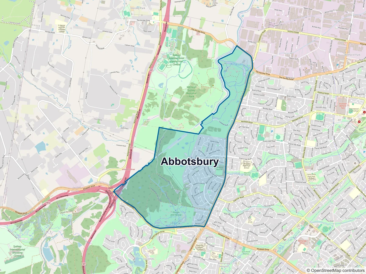 Map of Abbotsbury, NSW, Australia