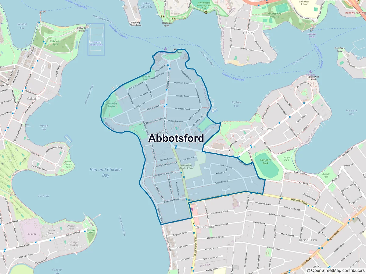 Map of Abbotsford, NSW, Australia