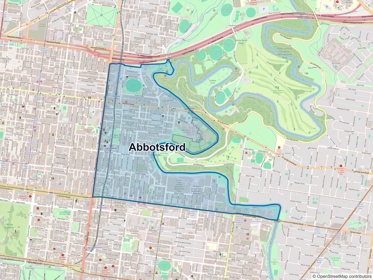 Map of Abbotsford, VIC, Australia