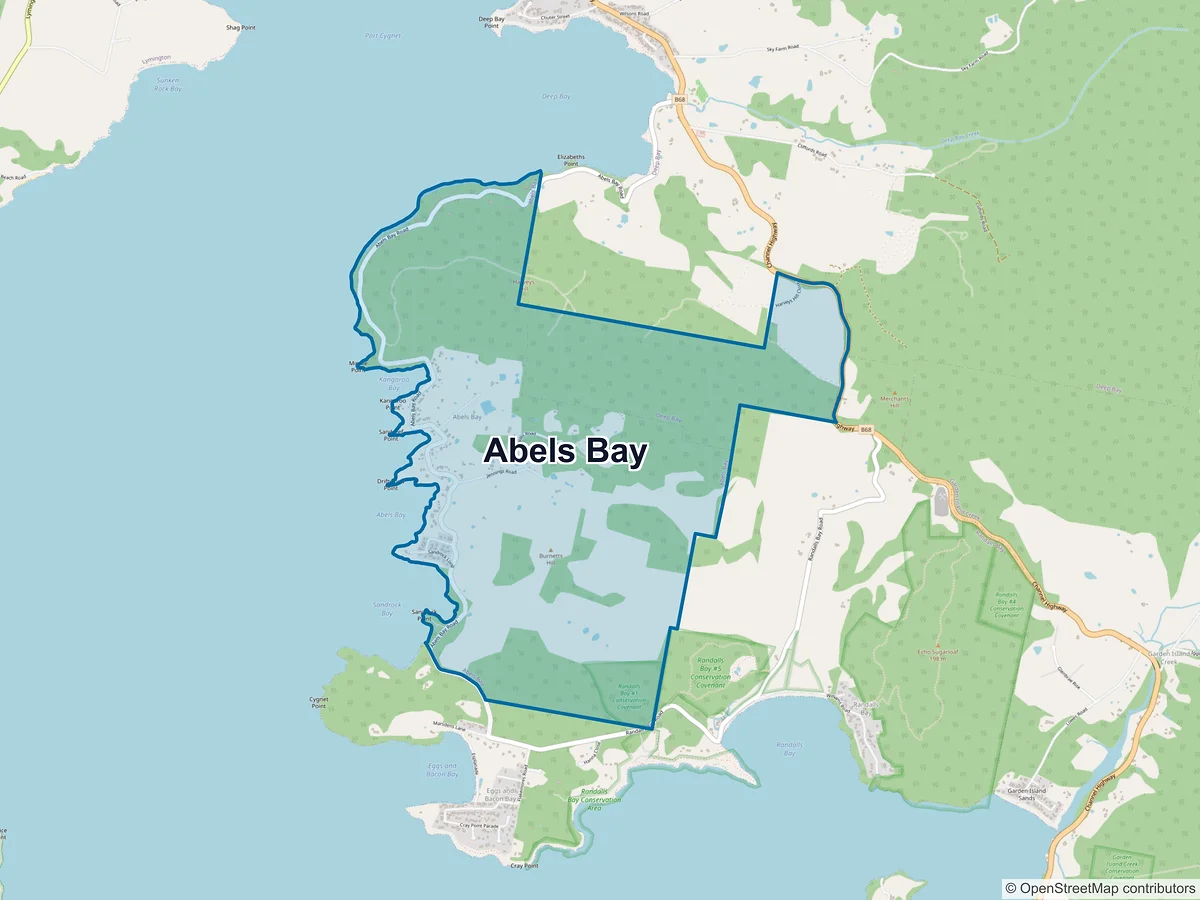 Map of Abels Bay, TAS, Australia