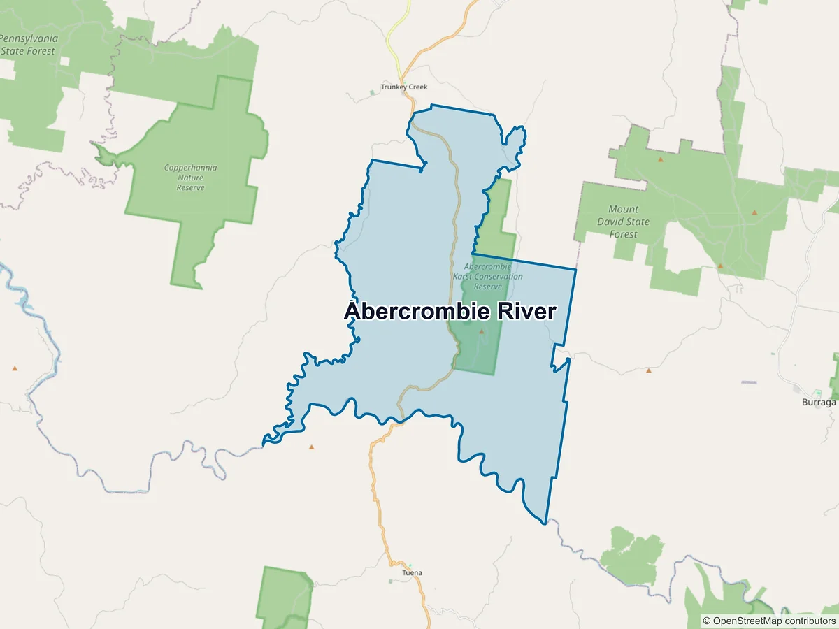 Map of Abercrombie River, NSW, Australia