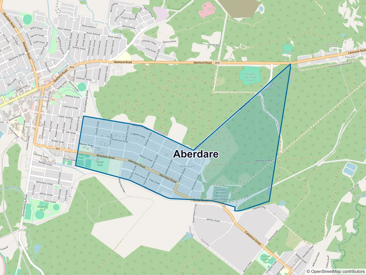 Map of Aberdare, NSW, Australia