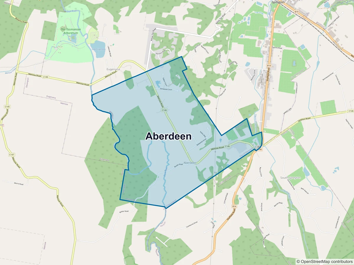 Map of Aberdeen, TAS, Australia
