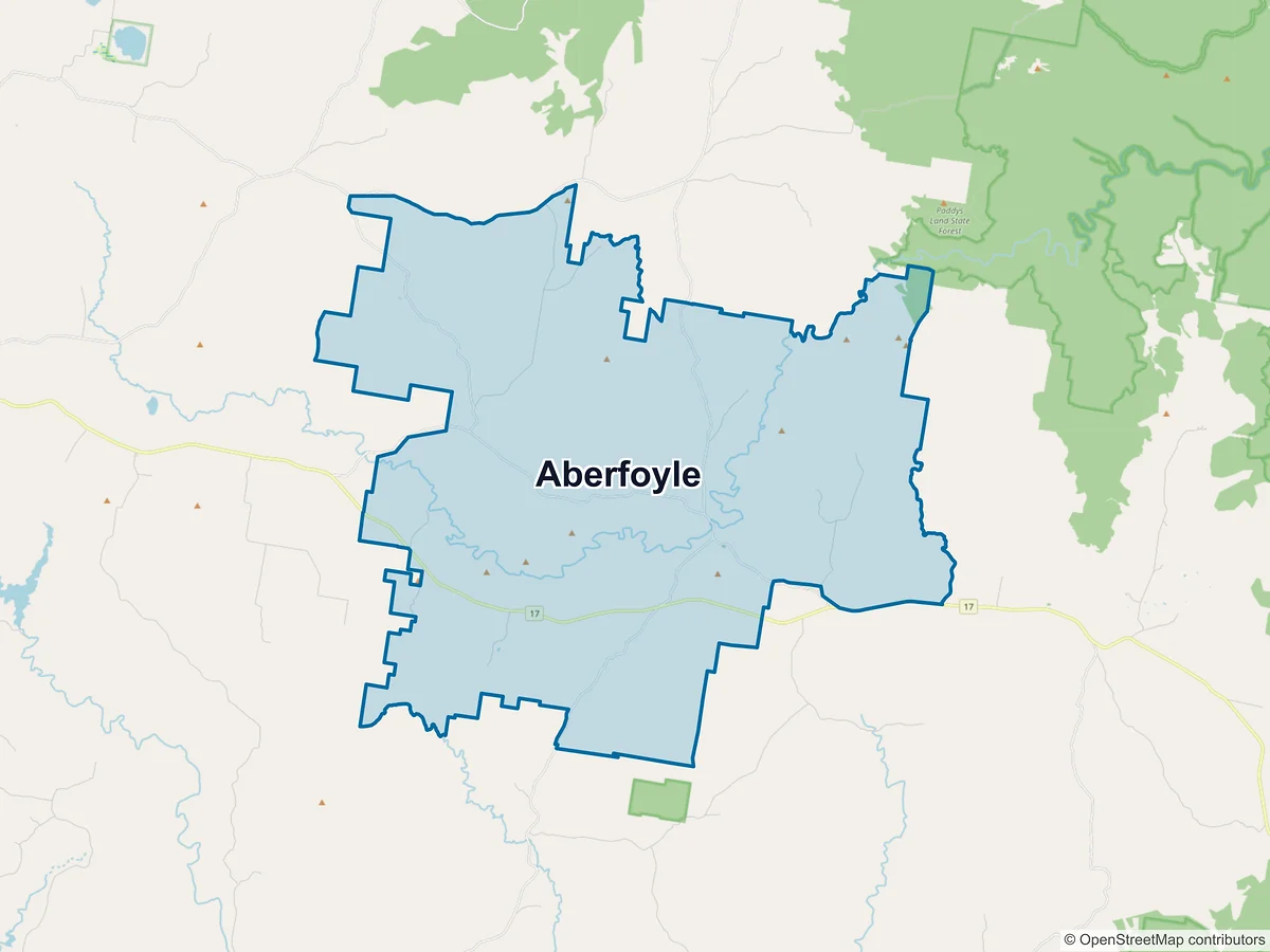Map of Aberfoyle, NSW, Australia