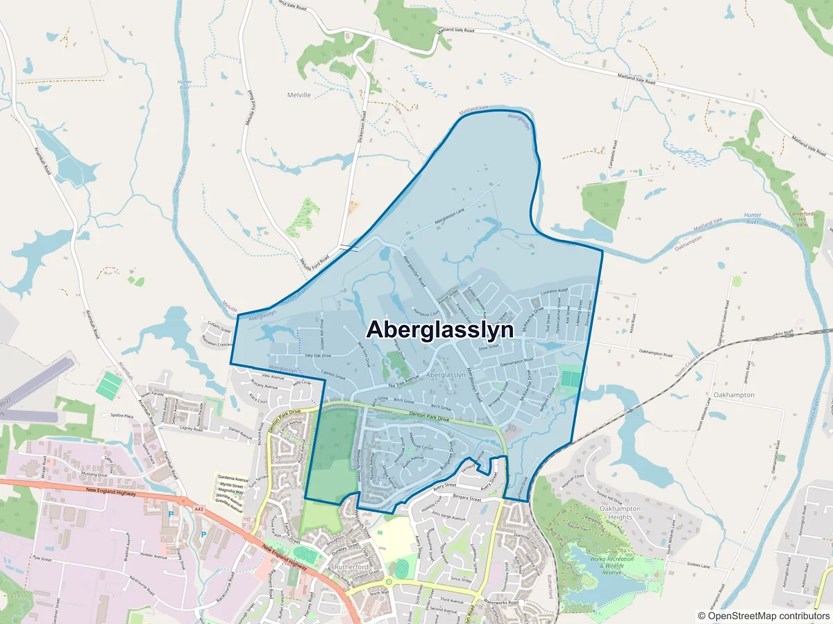 Map of Aberglasslyn, NSW, Australia