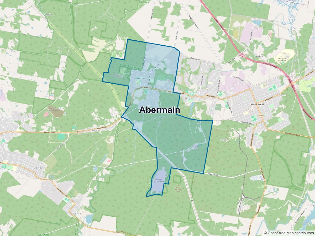 Map of Abermain, NSW, Australia