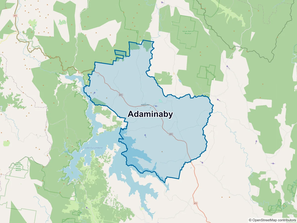 Map of Adaminaby, NSW, Australia