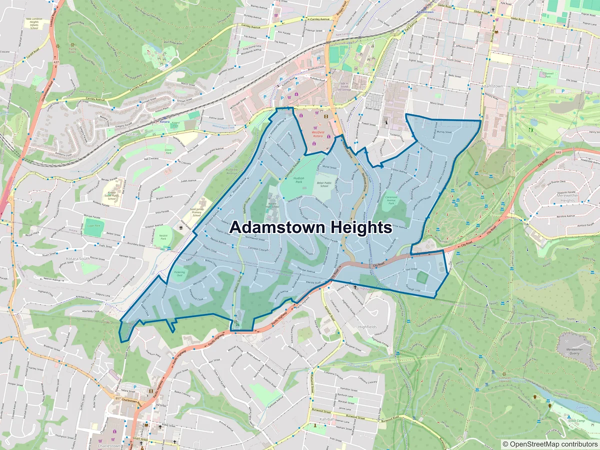 Map of Adamstown Heights, NSW, Australia