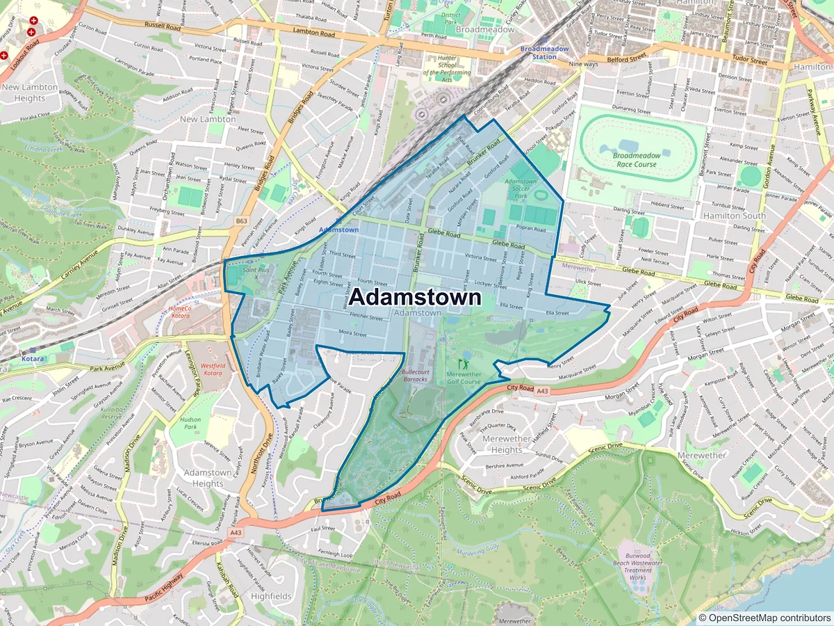 Map of Adamstown, NSW, Australia