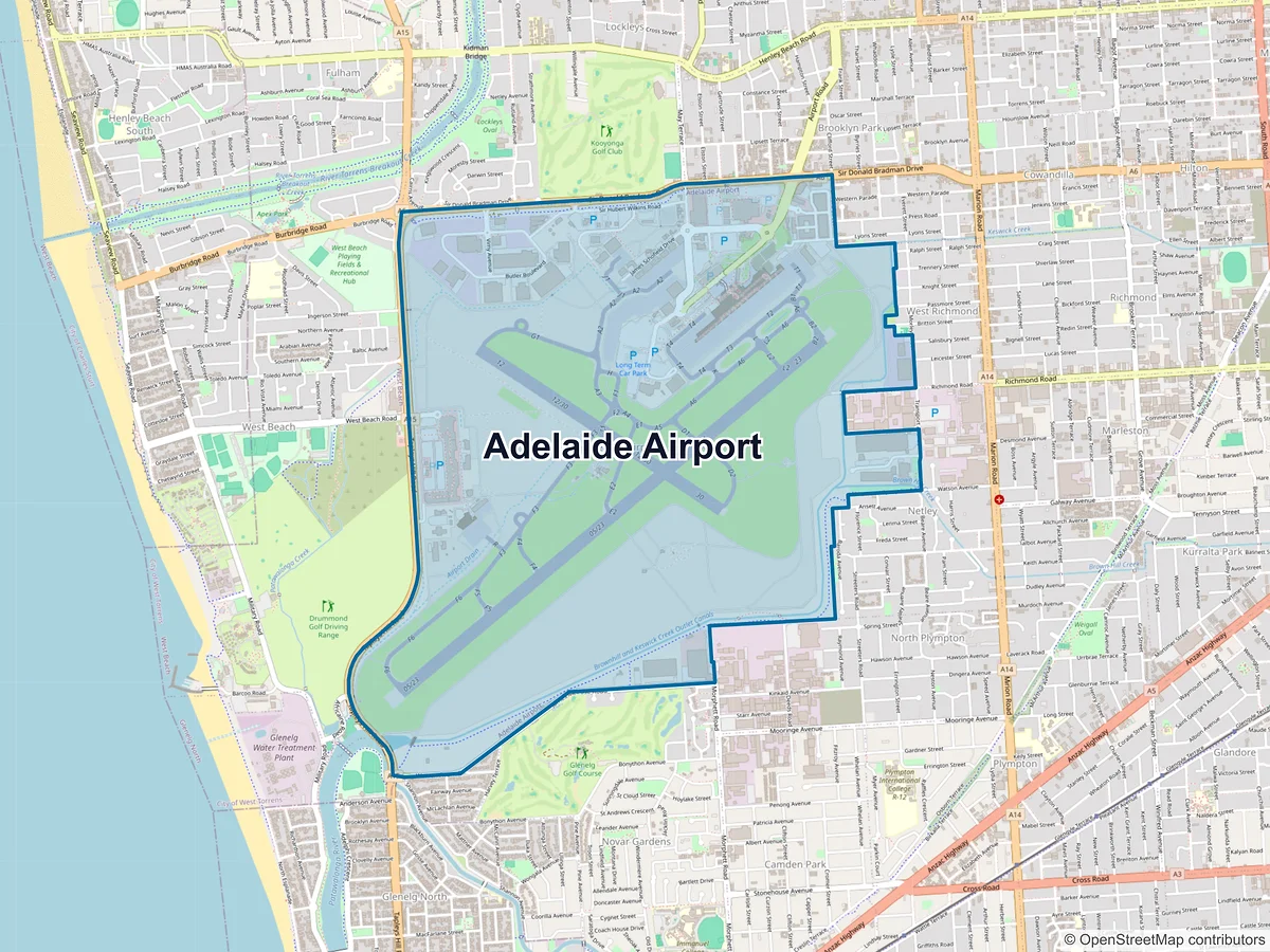 Map of Adelaide Airport, SA, Australia