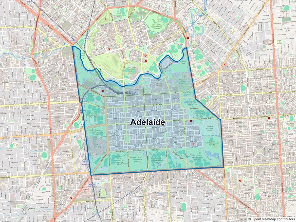 Map of Adelaide, SA, Australia