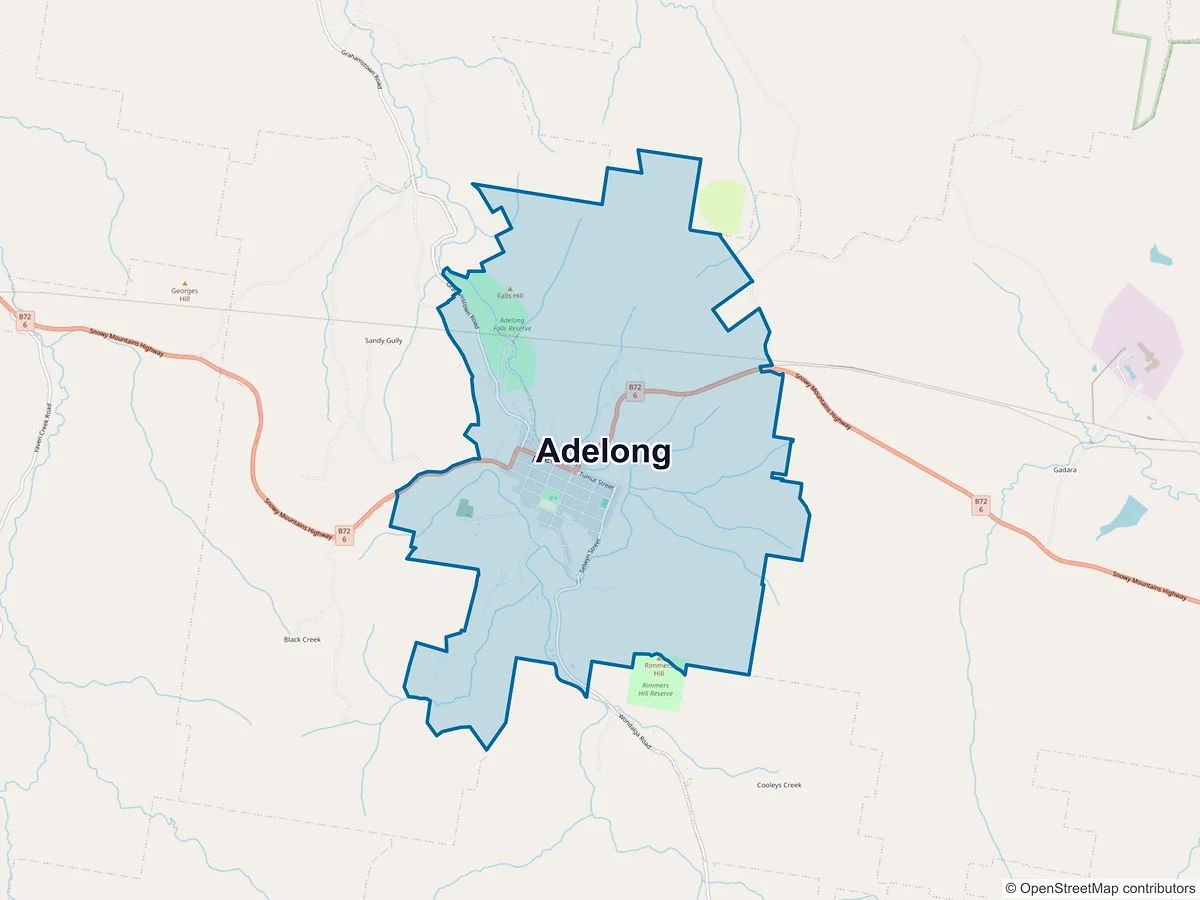 Map of Adelong, NSW, Australia