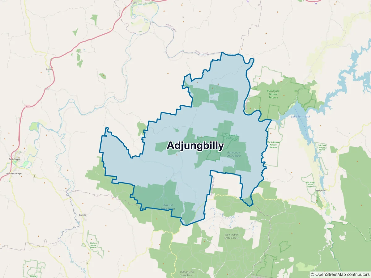 Map of Adjungbilly, NSW, Australia