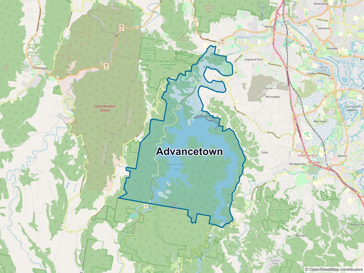 Map of Advancetown, QLD, Australia