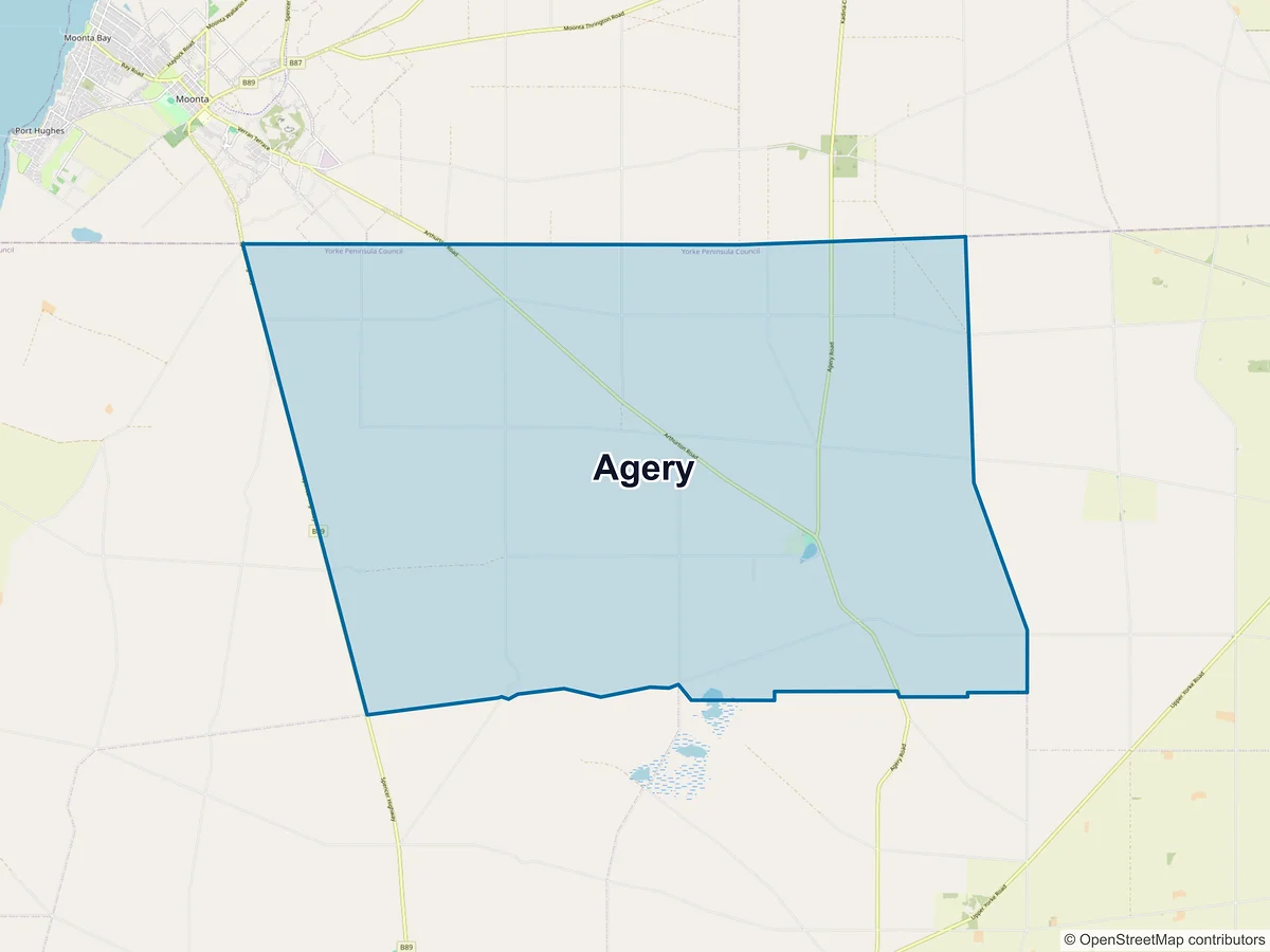 Map of Agery, SA, Australia