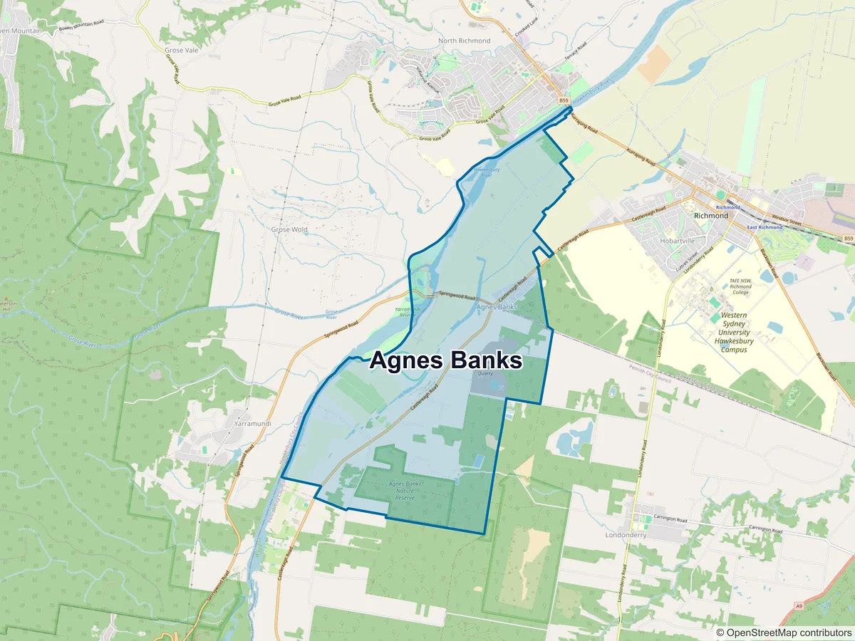 Map of Agnes Banks, NSW, Australia