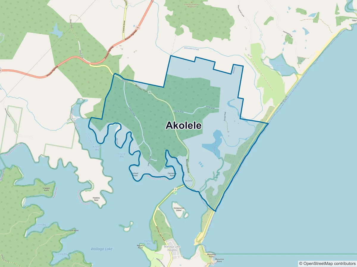 Map of Akolele, NSW, Australia