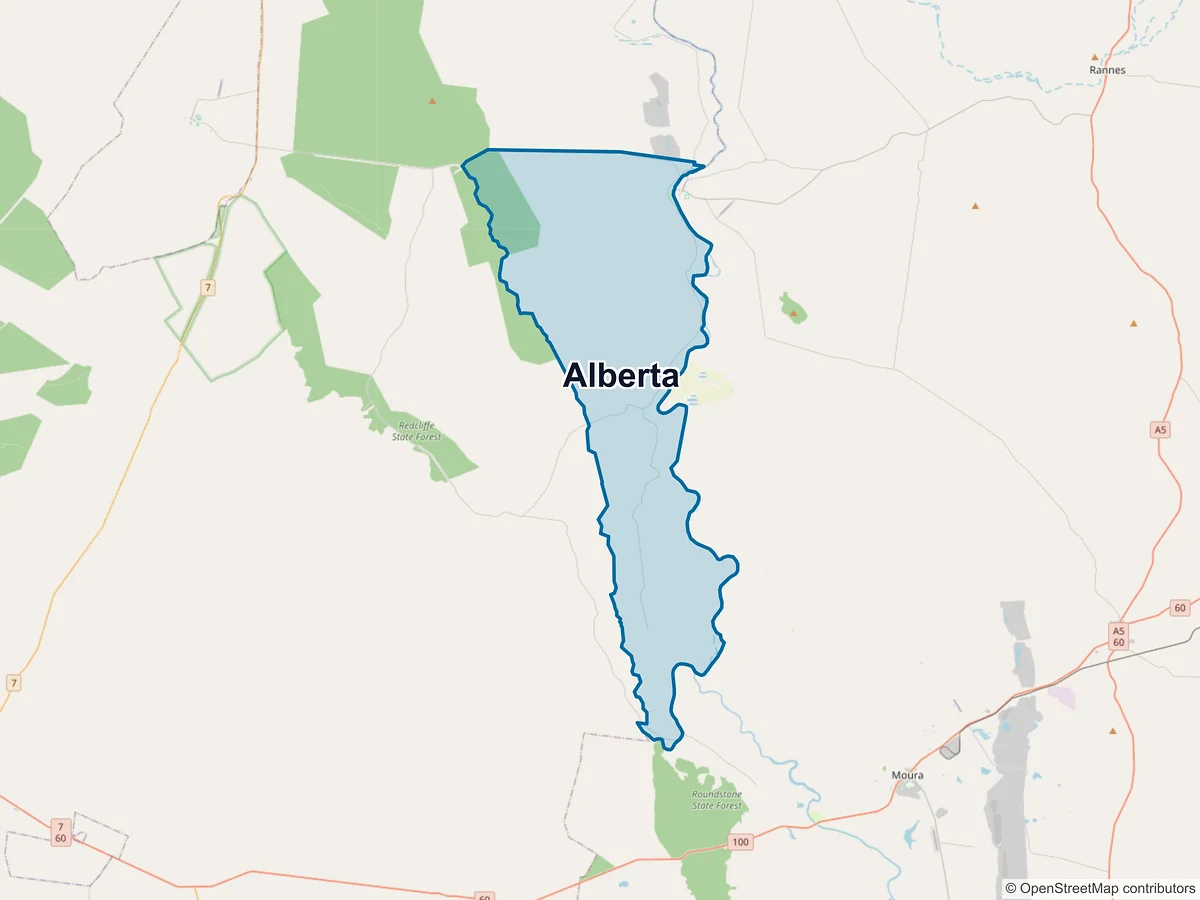 Map of Alberta, QLD, Australia