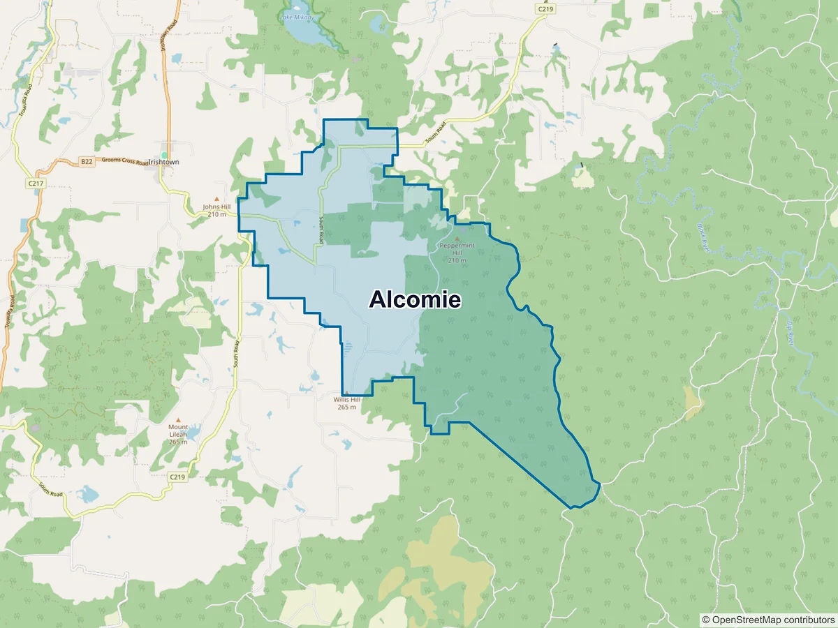 Map of Alcomie, TAS, Australia