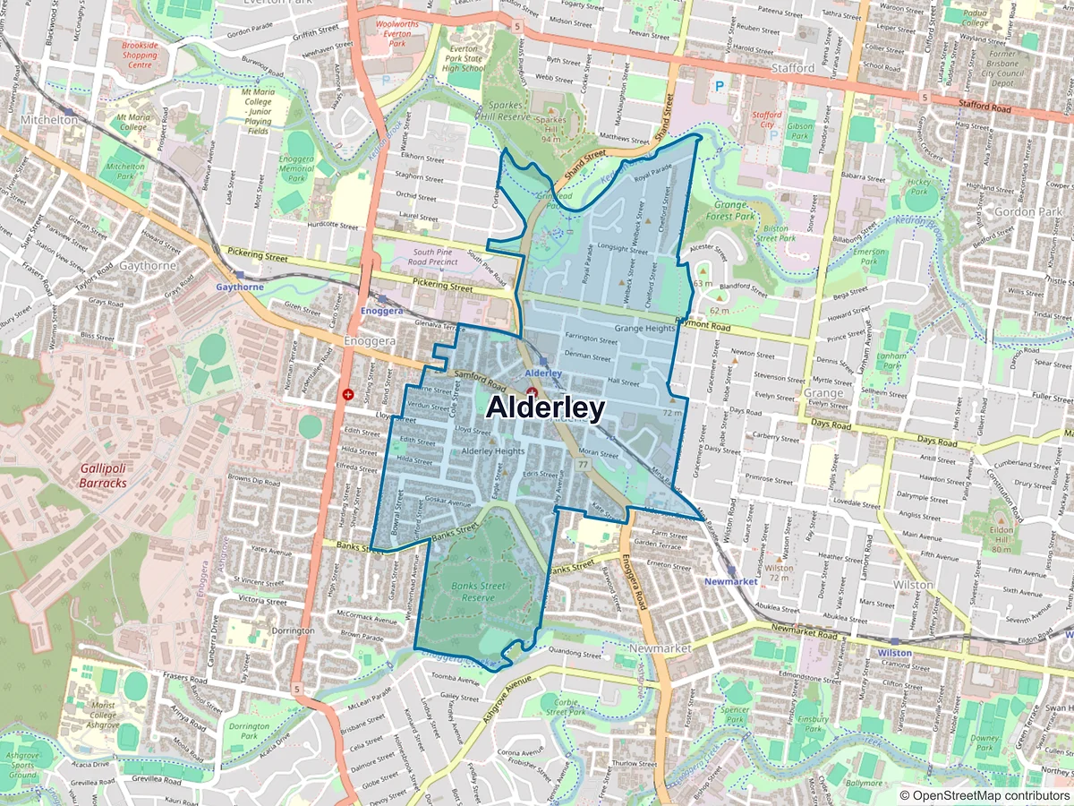 Map of Alderley, QLD, Australia