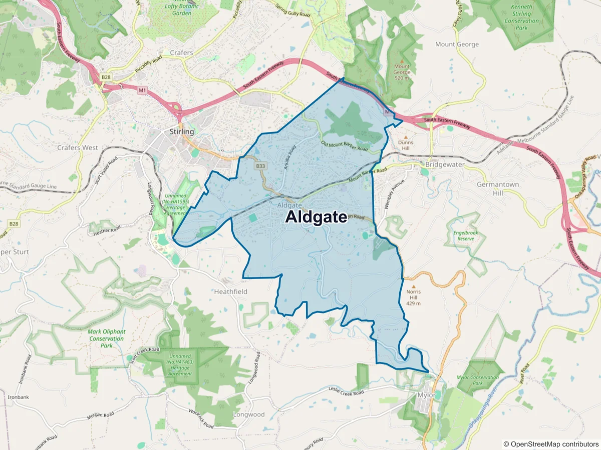 Map of Aldgate, SA, Australia