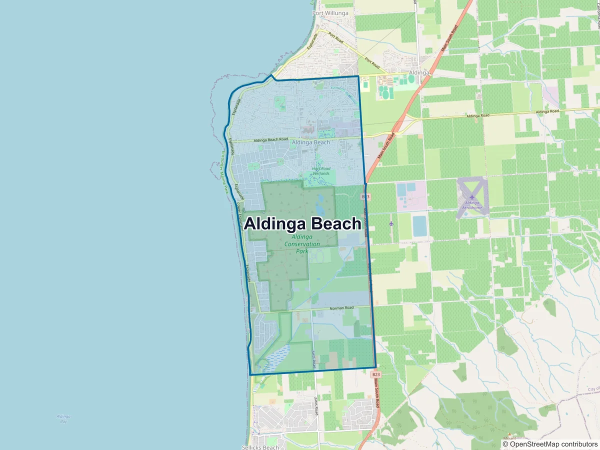 Map of Aldinga Beach, SA, Australia