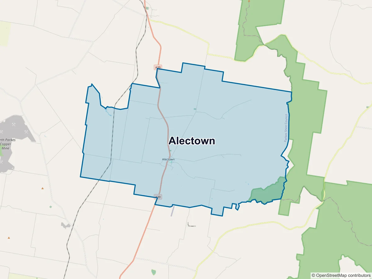 Map of Alectown, NSW, Australia