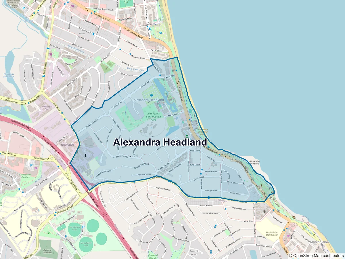 Map of Alexandra Headland, QLD, Australia