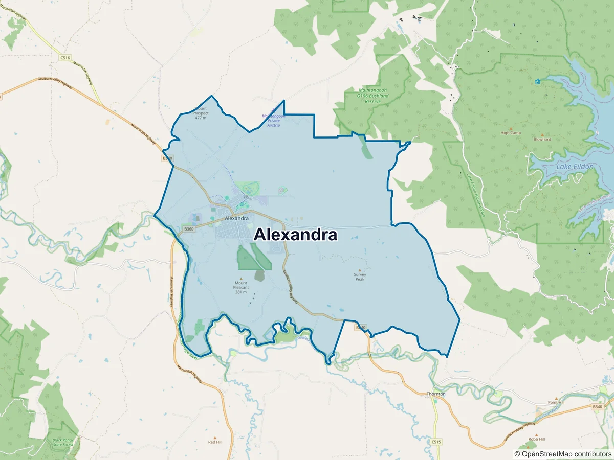 Map of Alexandra, VIC, Australia