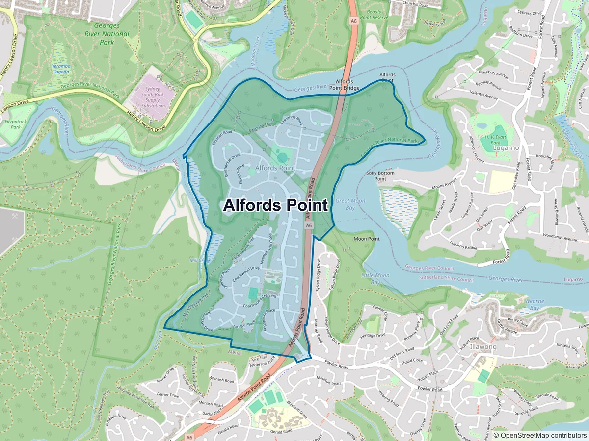 Map of Alfords Point, NSW, Australia