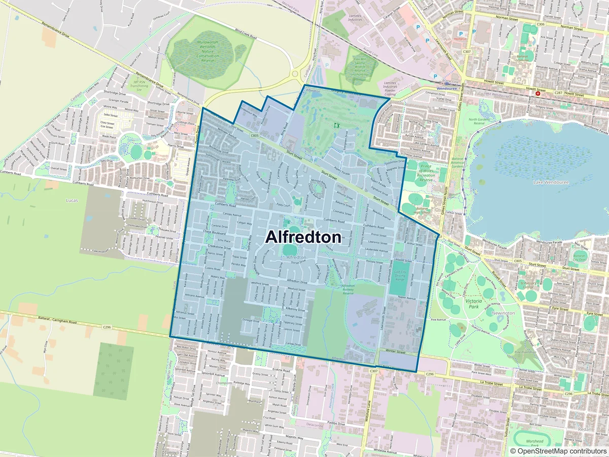 Map of Alfredton, VIC, Australia
