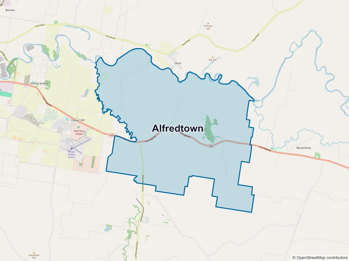 Map of Alfredtown, NSW, Australia