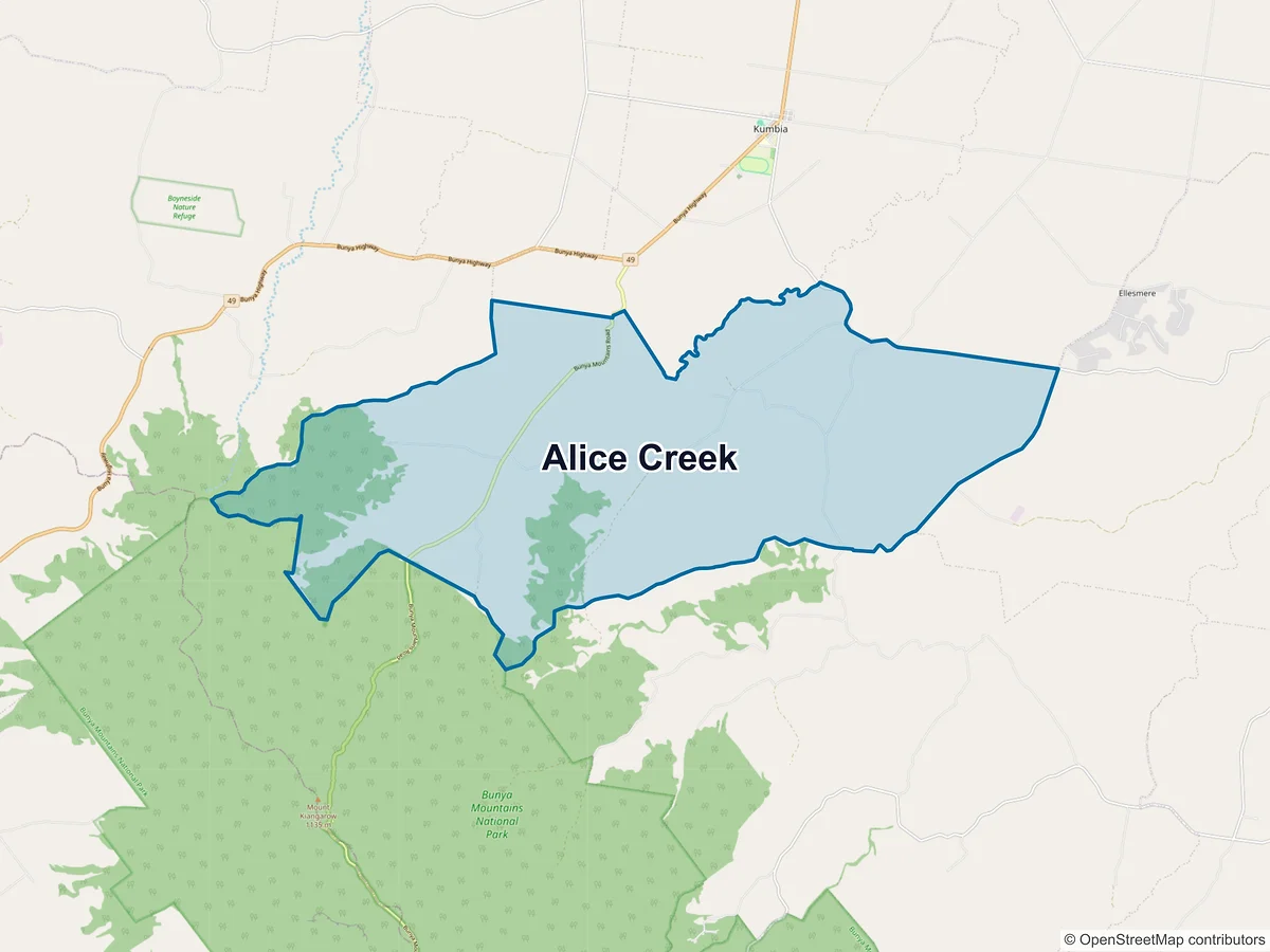 Map of Alice Creek, QLD, Australia