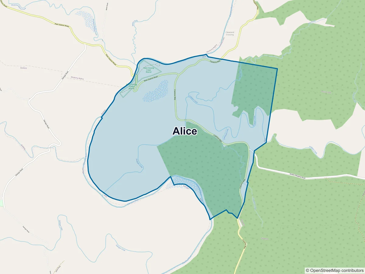 Map of Alice, NSW, Australia