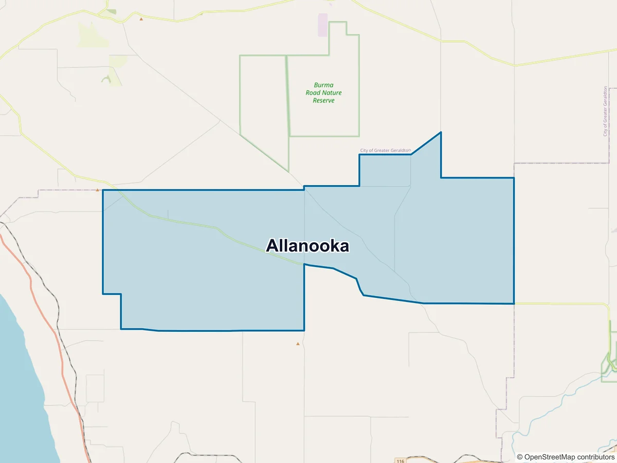 Map of Allanooka, WA, Australia