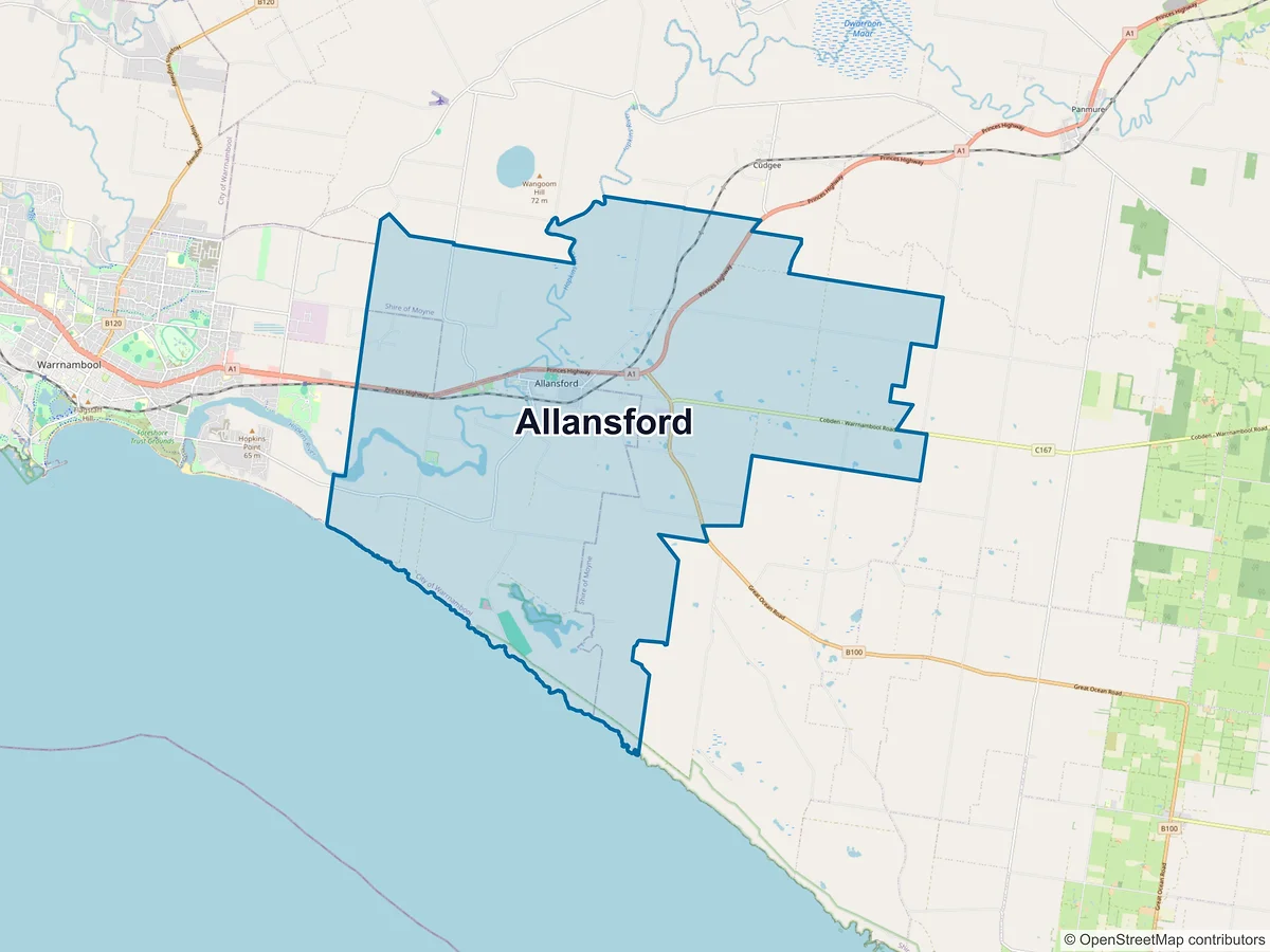 Map of Allansford, VIC, Australia