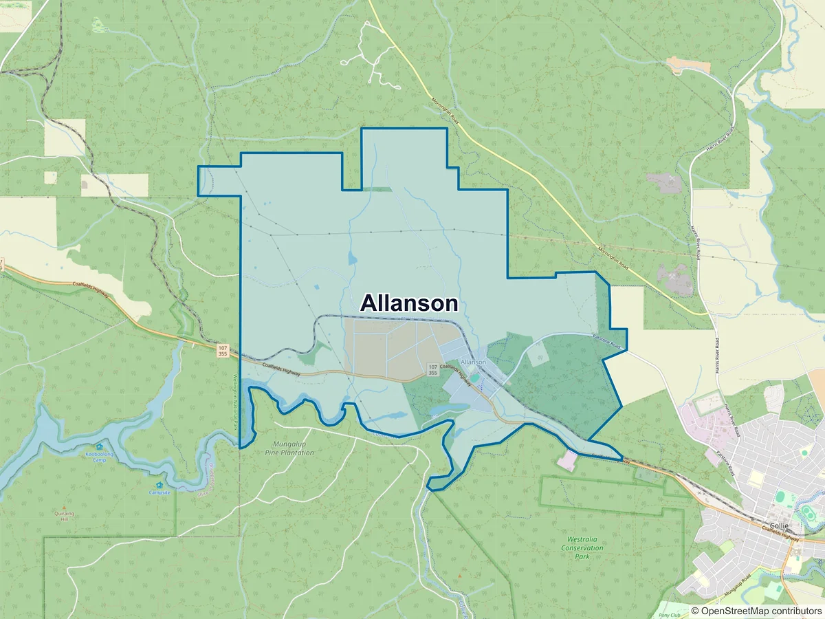 Map of Allanson, WA, Australia