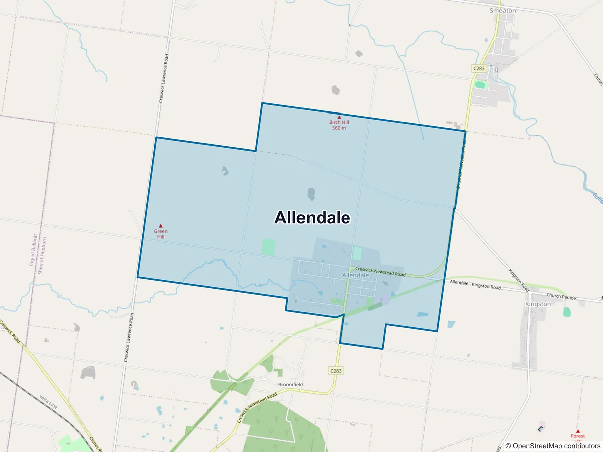 Map of Allendale, VIC, Australia