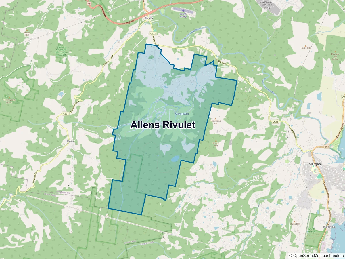 Map of Allens Rivulet, TAS, Australia