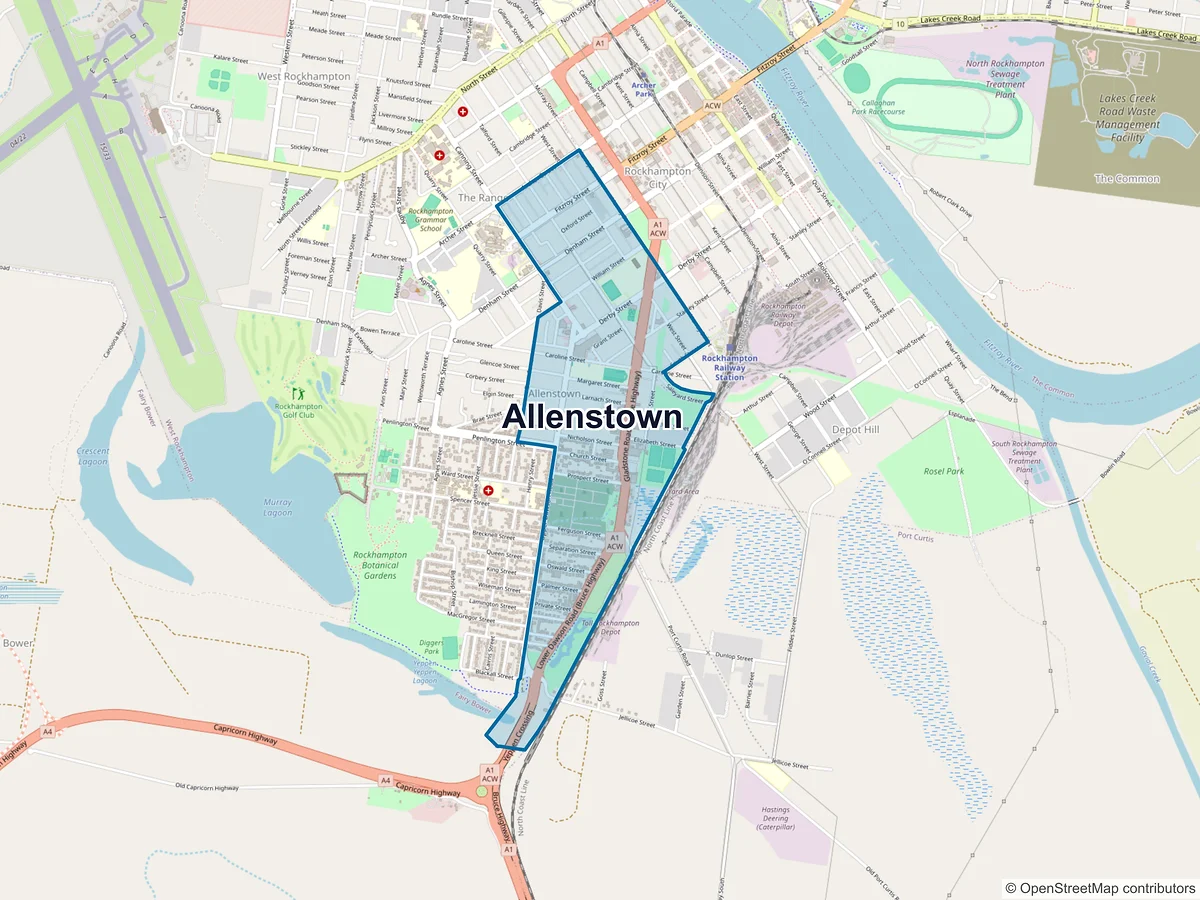 Map of Allenstown, QLD, Australia