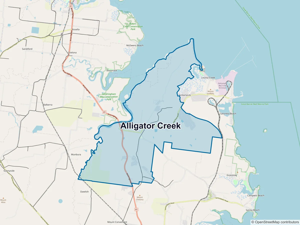 Map of Alligator Creek, QLD, Australia