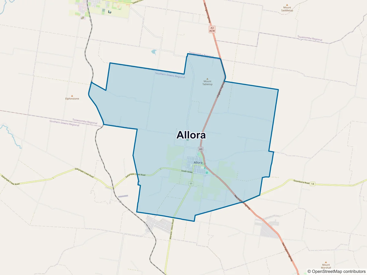 Map of Allora, QLD, Australia