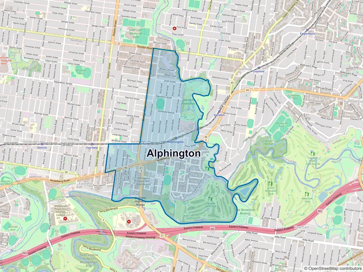 Map of Alphington, VIC, Australia