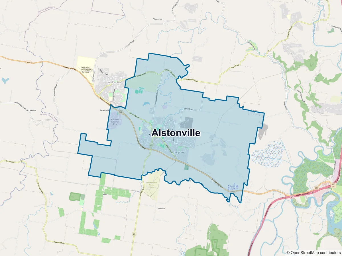 Map of Alstonville, NSW, Australia