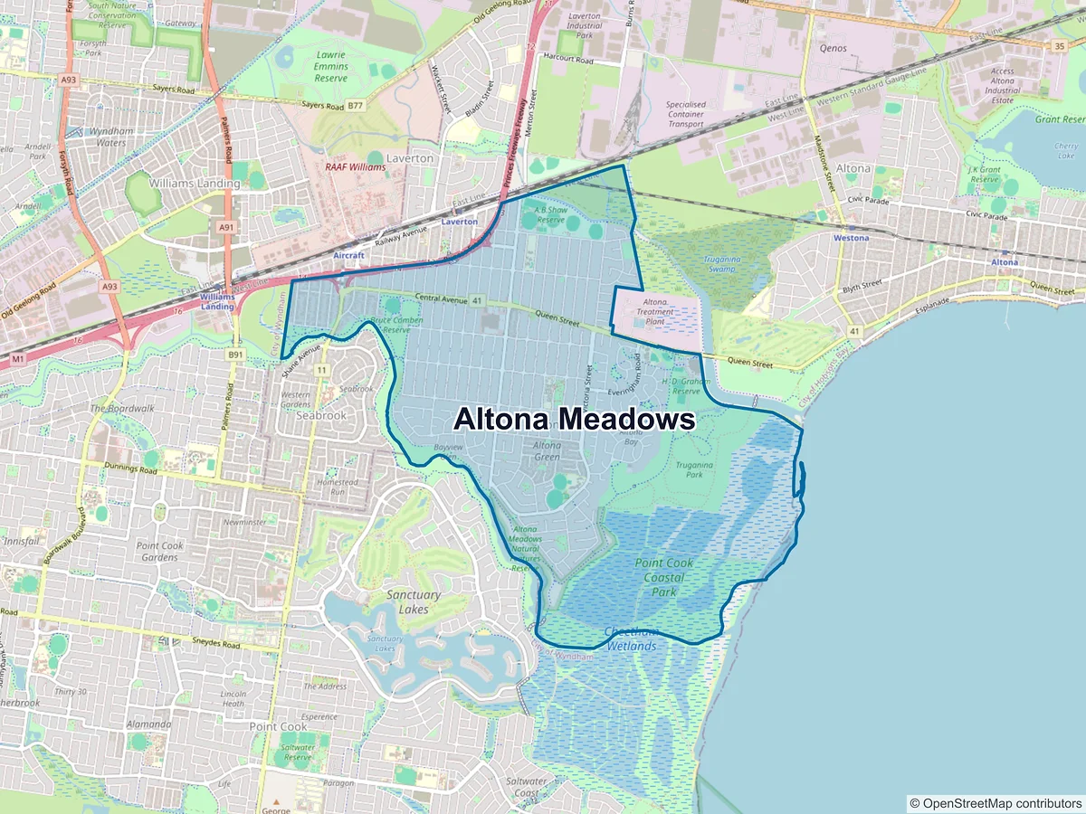 Map of Altona Meadows, VIC, Australia